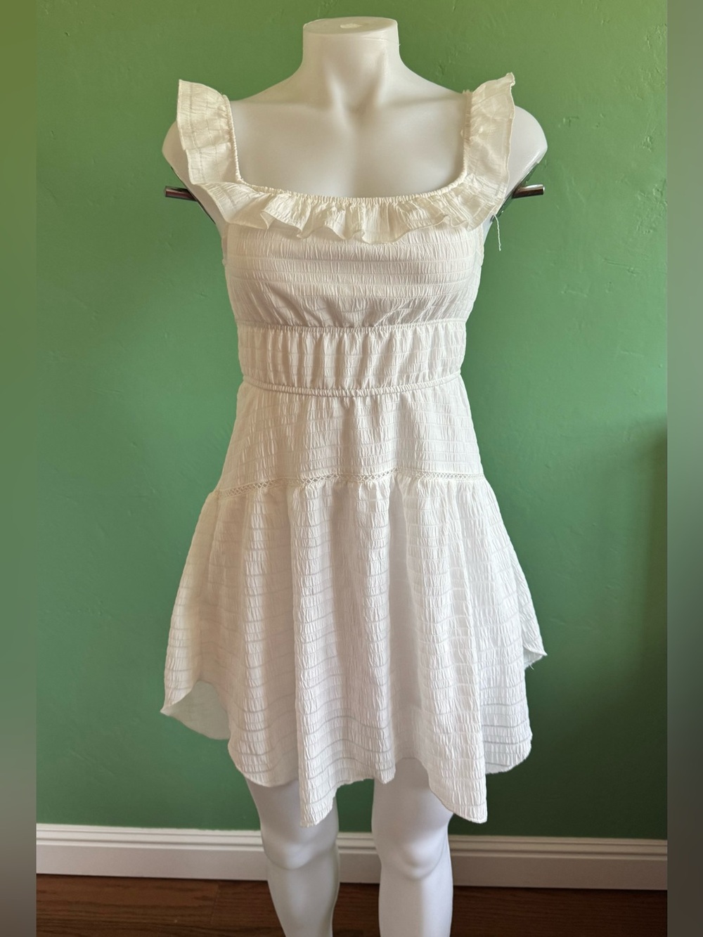 Wild Fable White Ruffled Smocked Sundress Sz Small